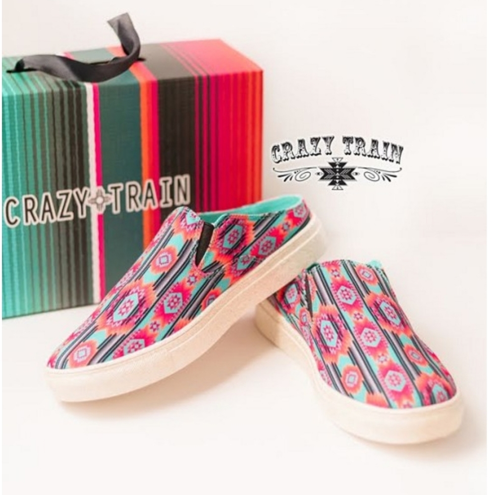 🌵SUNSET SLIDES SLIP ON SHOES ** NEON AZTEC